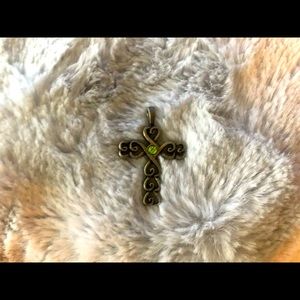 Heart Cross Pendant with Peridot